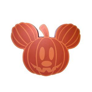 Disney Halloween MICKEY PUMPKIN Ears Head Plaque Sign Wall Decor